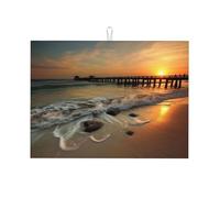 Sunset beach Print Dish Drying Mat 18 x 24 Inch, Reversible Absorbent Dish Drainer for Kitchen Counter Microfiber Super, Large Size Dish Drying Pad Reusable Washable