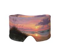 Sunset Beach Print Sleep Eye Mask with Earmuffs - Block Out Light Contoured Night Blindfold Eye Sleeping Mask with Ear Cover for Men Women Side Sleeper Night Gift
