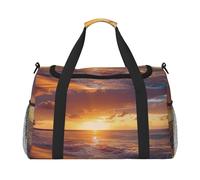 Sunset Beach Print Travel Tote Bag 50 x 33 x 26 Folding with Should Strap & Dual Handles for Weekend Trips, Gym, Business Travel & Airport Carry-On