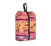 Sunset Beach Printed Travel Shoe Storage Bag Waterproof Jacquard Fabric is Lightweight, with Strong Handle and Central Zipper.