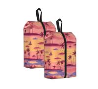Sunset Beach Printed Travel Shoe Storage Bag Waterproof Jacquard Fabric is Lightweight, with Strong Handle and Central Zipper.