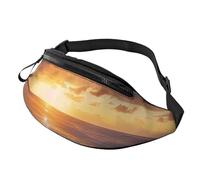 Sunset Beach Printed Waist Bag with Headphone Jack, Personalized Bumbags Fanny Packs Unisex Running Hiking Crossbody Bags for Men Women