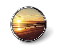 Sunset Beach Round Badge 25mm/1 Inch Metal Buttons Round Badge Pin Button Parts Classic Pin Holders Buttons for Shirts Clothes Individualistic Brooch