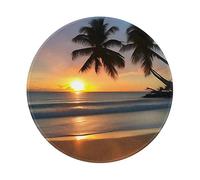Sunset Beach Round Single-Sided Printed Non-Slip Rubber Mouse pad 8in,