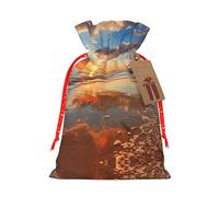 Sunset Beach Sailboat Print Reusable Gift Bags,Drawstring Gift Bags For Jewelry And Gifts,For Festive Occasions