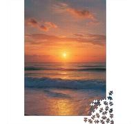 Sunset Beach Scene 1000 Piece Precise Interlocking Ocean Sunset Landscape Jigsaw for Teens Digital Detox Travel Friendly Puzzle Stay at Home Fun Zero-gap Fit 70x50cm/1000pcs