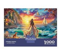Sunset Beach Scene Jigsaw Puzzles Puzzles for Adults Kids. 1000 Piece Interesting Great Gifts Challenge Toy Educational Games Home Decoration for Adults& Kids Age 14 Years Up 70x50cm/1000pcs