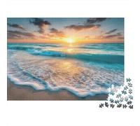 Sunset Beach Scene-Ocean Sunset Landscape 1000 Piece Jigsaw Puzzles for Adults in Vibrant Colours Colourful Jigsaws As An Aesthetic Jigsaw Puzzle for Home Decor Puzzle 70x50cm/1000pcs