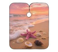 Sunset Beach Scenery Starfish Shells haircutting Capes with Adjustable Snap Closure, Waterproof Hair Dresser Capes for Adults capa para cortar Cabello 65" x 55"