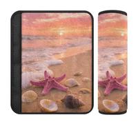 Sunset Beach Scenery starfishes Shells 2 Pack Seatbelt Shoulder Strap pad, Stop seat Belt Cutting into Neck, Cute Seatbelt Covers