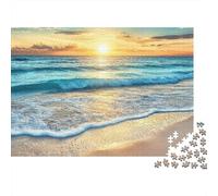 Sunset Beach Wave 1000 Piece Puzzles Beautiful View Beach Sunrise Waves Home Decoration Decompression Jigsaw for Men And Women Challenging Puzzles Jigsaw Puzzles for Adults 52x38cm/1000pcs