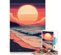 Sunset Beach Waves 1000 Piece Jigsaw Puzzle for Teenagers Recall Upgrade Calm Mind Clear Cut Art Collectible 50x75cm