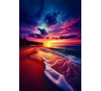Sunset Beach Waves Jigsaw Puzzles for Adults 500 Piece Challenging Puzzle Games, Difficult Hard Jigsaw Puzzles for Man and Woman, 500 Pieces Puzzles for Adults