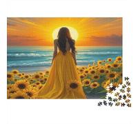 Sunset Beach Woman 1000 Piece Sturdy Paper Personalized Coastal Sunset Art Jigsaw for Eco-Conscious Buyers Relaxation Puzzle Party 70x50cm/1000pcs
