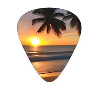 Sunset Beachguitar Plectrum 12 Piece Set, 3 Thicknesses With Case For Bass Guitar, &Electric Guitar And More.