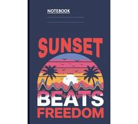 Sunset Beats Freedom With Retro Palm Trees And Ocean Sunset Music Wave: Notebook