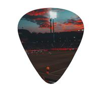 Sunset Beautiful Soccer Field 12 Pcs Guitar Picks, 0.46mm/0.71mm/0.96mm Thickness, Guitar Plectrum With Storage Case For Acoustic-Electric Guitar Ukulele Bass