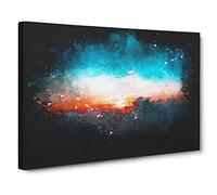 Sunset Behind The Clouds Paint Splash Canvas Print | Gallery Wrapped 30mm Frame Wall Art | 24x16 inches | Ready to Hang | Modern Landscape Picture | Living Room Bedroom Lounge Office