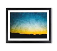 Sunset Behind The Mountain Painting Modern Art Framed Print | A3 Black Framed Wall Art | Ready to Hang | Modern Landscape Picture | Living Room Bedroom Lounge Office