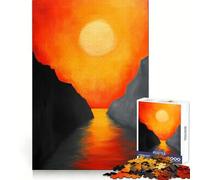 Sunset Between Cliffs Painting 1000 Piece Jigsaw Puzzle for Teenagers Clear Logic Toy Calm Pastime Perfect Cut Classic Gift 38x26cm