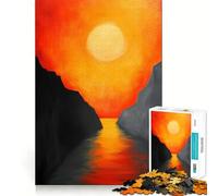 Sunset Between Cliffs Painting 1000 Piece Jigsaws for Teenagers Puzzle Think Toy Stress Relief Sharp Cut Santa Wish List 50x75cm