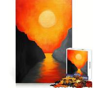 Sunset Between Cliffs Painting Jigsaw 1000 Pieces for Teenagers Logic Boost Toy Calming Play Premium Edge Art Collectible 38x52cm