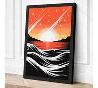 Sunset Between Hills Canvas Wall Art Print 24x16 Inch