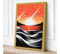 Sunset Between Hills Canvas Wall Art Print 24x16 Inch (61 x 41 cm)