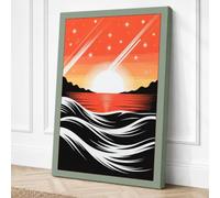 Sunset Between Hills Canvas Wall Art Print 30x20 Inch