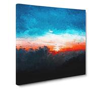 Sunset Beyond the Clouds Canvas Print | Gallery Wrapped 30mm Frame Wall Art | 14x14 inches | Ready to Hang | Abstract Landscape Picture | Living Room Bedroom Lounge Office
