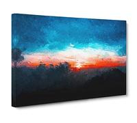 Sunset Beyond The Clouds Canvas Print | Gallery Wrapped 30mm Frame Wall Art | 24x16 inches | Ready to Hang | Abstract Landscape Picture | Living Room Bedroom Lounge Office