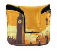 Sunset Big Ben Art Golf Mallet Putter Cover Magnetic Closure Golf Accessories for Men and Women PU Leather