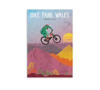 Sunset Bike Art Cycle Park Wales Female Mountain Biker Cross Country Centre Poster Mountain Bike Art Vintage Art Poster Canvas Poster Bedroom Decor Landscape Office Room Decor Gift 08x12inch(20x30cm)