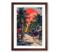 Sunset Boulevard Art Deco Framed Wall Art Print A1 (84.1×59.4cm) Walnut, Wall Decor for Living Room, Bedroom, Office & Home, Ready to Hang, Art Gift