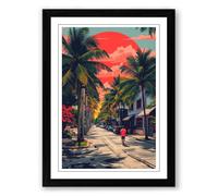 Sunset Boulevard Art Deco Framed Wall Art Print A4 (29.7×21cm) Black, Wall Decor for Living Room, Bedroom, Office & Home, Ready to Hang, Art Gift