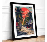 Sunset Boulevard Art Deco Framed Wall Art Print A4 Black