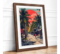 Sunset Boulevard Art Deco Framed Wall Art Print A4 Walnut