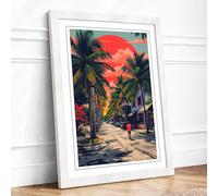 Sunset Boulevard Art Deco Framed Wall Art Print A4 White