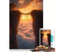 Sunset Bridge of Vines Between Towering Cliffs 1000 Pieces Jigsaws Adults Puzzles Gifts Fine Logic Toy Gentle Leisure Neat Edge Lovely Gift 50x75cm