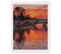 Sunset Bridge Reflection Diamond Art Kits for Adults 12"x16" DIY Diamond Painting Kit for Beginners Gem Art Painting with Round Full Drill Diamonds DIY Paint Paintings for Home Wall Decor Gift