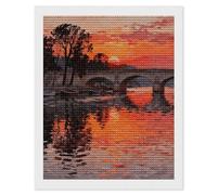 Sunset Bridge Reflection Diamond Art Kits for Adults 16"x20" DIY Diamond Painting Kit for Beginners Gem Art Painting with Round Full Drill Diamonds DIY Paint Paintings for Home Wall Decor Gift