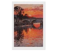 Sunset Bridge Reflection Diamond Art Kits for Adults 8"x12" DIY Diamond Painting Kit for Beginners Gem Art Painting with Round Full Drill Diamonds DIY Paint Paintings for Home Wall Decor Gift