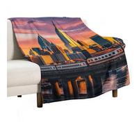 Sunset Bridge Skyscraper Blanket, Soft Flannel Fleece Blankets Quick-Dry, Lightweight Throw Blanket for Couch, Bed, Office & Travel, Ideal Gift for Family & Friends, 30"x40"