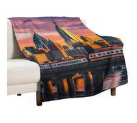 Sunset Bridge Skyscraper Blanket, Soft Flannel Fleece Blankets Quick-Dry, Lightweight Throw Blanket for Couch, Bed, Office & Travel, Ideal Gift for Family & Friends, 40"x60"