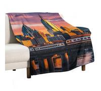 Sunset Bridge Skyscraper Blanket, Soft Flannel Fleece Blankets Quick-Dry, Lightweight Throw Blanket for Couch, Bed, Office & Travel, Ideal Gift for Family & Friends, 30"x50"