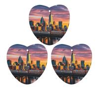Sunset Bridge Skyscraper Car Air Freshener, 3 Pcs Love form Hanging Air Freshener Cards, Long Lasting Fragrance Scented Cards for Car, Home, Office White-style