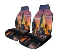 Sunset Bridge Skyscraper Car Seat Covers Universal, 2PCS Carseat Protector - Stretchable Fabric, Anti-Slip Elastic Car Seat Protector for Cars, SUV, Trucks