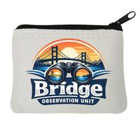 Sunset Bridge with Binoculars View Neoprene Coin Purse Pouch 10x11cm White