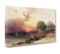 Sunset By The Great Sphinx Pyramids Of Giza By David Roberts Canvas Print | Gallery Wrapped 30mm Frame Wall Art | 24x16 inches | Ready to Hang | Classic Landscape Picture | Living Room Lounge Office