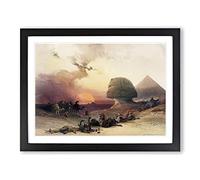 Sunset By The Great Sphinx Pyramids Of Giza By David Roberts Classic Painting Framed Print | A2 Black Framed Wall Art | Ready to Hang | Classic Cityscape Picture | Living Room Bedroom Lounge Office